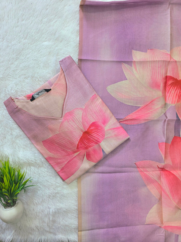 PREMIUM TUSSAR SILK KURTI +DUPPATTA 0569