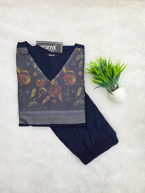 NAVY BLUE BERLIN SILK CO-ORD SETS /0584
