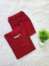 RAW SILK CHECKED CO-ORD SETS RED 0661