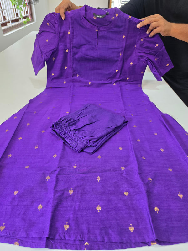 PREMIUM A-LINE PURPLE RAW SILK CORD SETS 0528