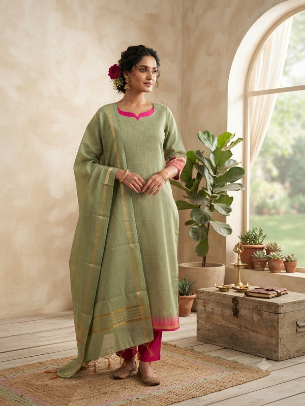 TRADITIONAL HANDLOOM SILK SALWAR SETS 0611