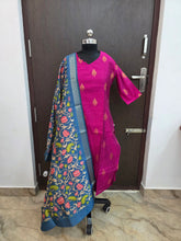 RAW SILK KURTI WITH KALAMKARI DUPATTA 0629