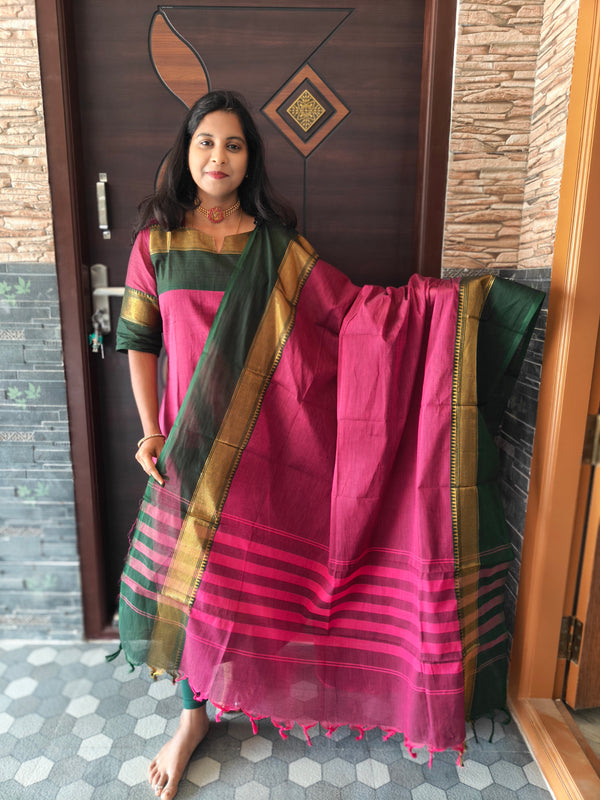 PREMIUM KANCHI COTTON KURTI + DUPATTA SET 0479