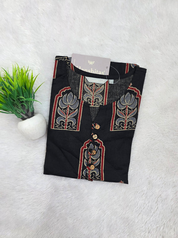 BLACK SOFT COTTON KURTIS 0577