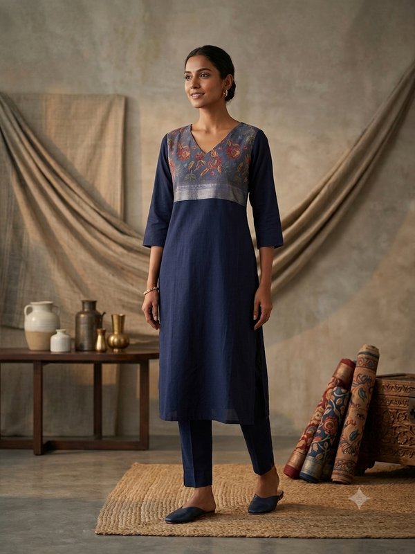 NAVY BLUE BERLIN SILK CO-ORD SETS /0584